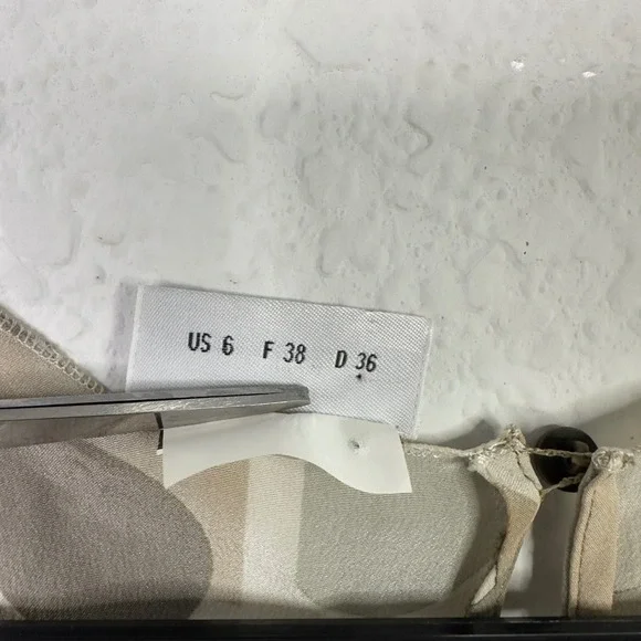 Akris Punto Shirt Womens 6 Neutral Geometric Circles Squares Quiet Luxury Artsy - Picture 7 of 8